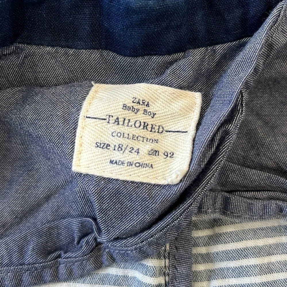 Zara dark cotton denim chambray blazer